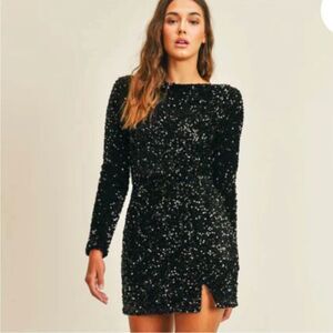 Mable Black Sequin Mini Dress Taylor Swift Eras Tour Favorite Festival Wedding M